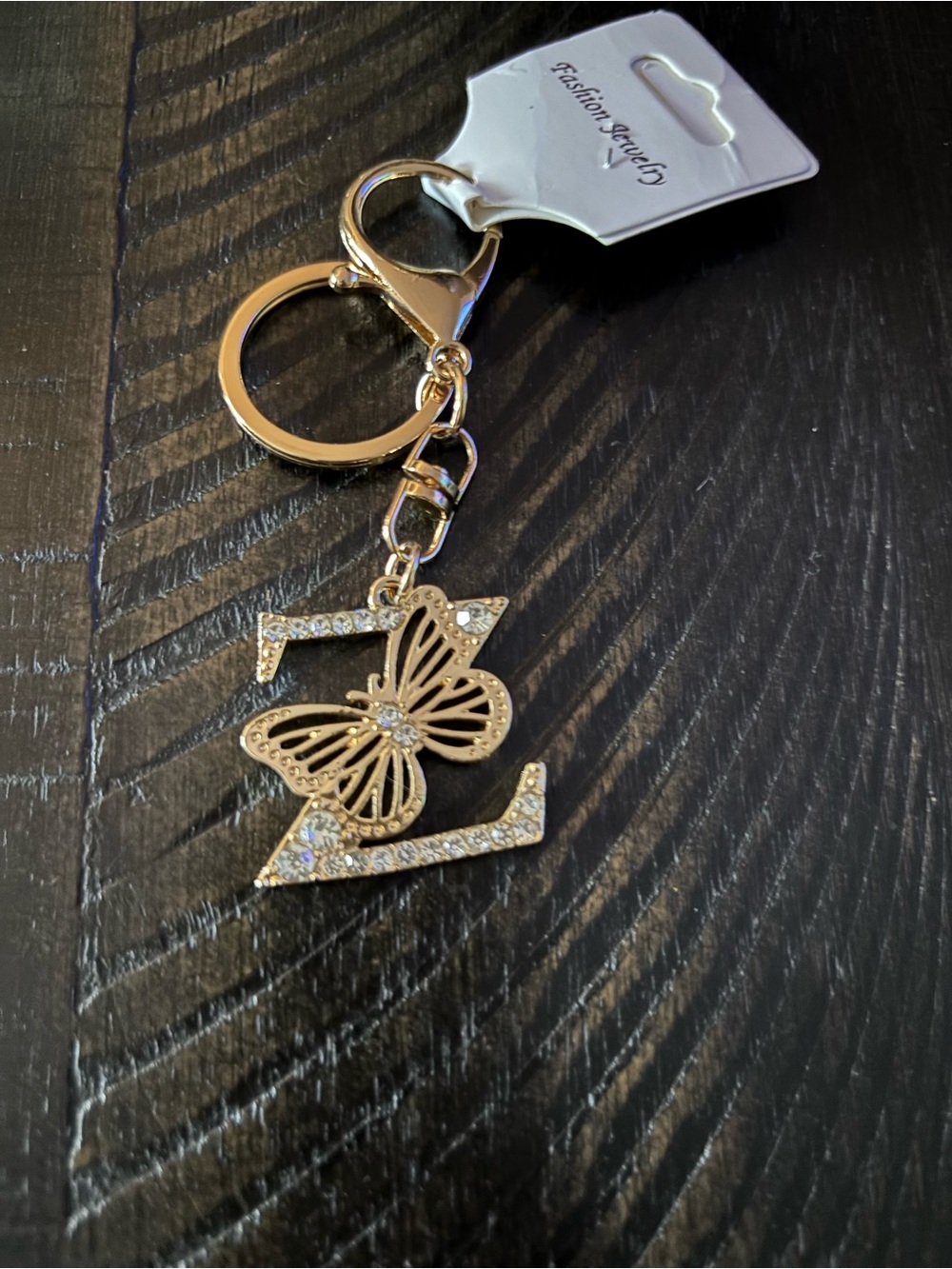 ✨Charm/Keychain- ✨ Rhinestone Initial "Z”Butterfly Keychain - Picture 2 of 4